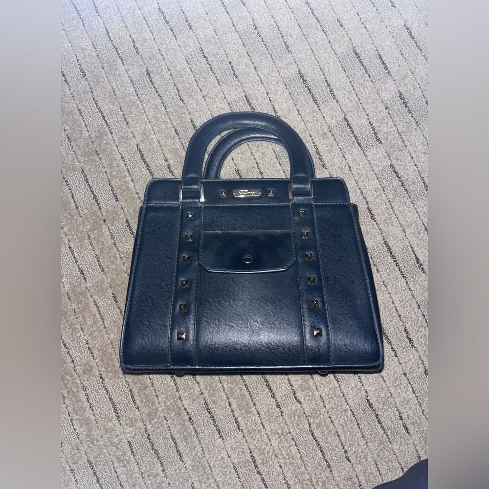 Structured black Leather Satchel Handbag - BBerry
